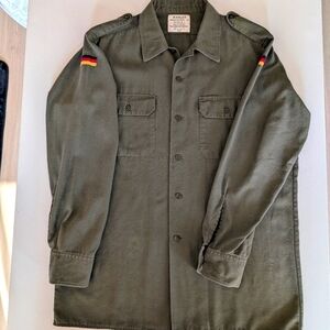 Vintage German Military Poly-wool Button Down Shirt. 41/42